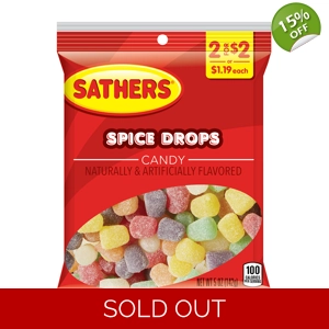 Sathers Spice Drops Gummy Jelly Candy Sweets - 142g Packet